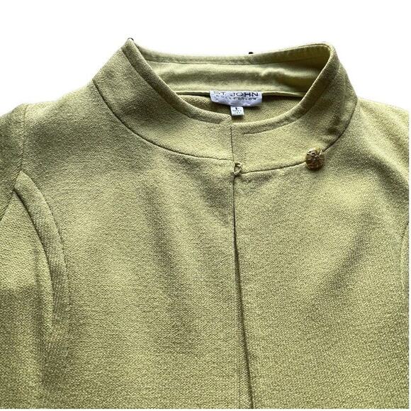 St John Blazer Women Sz 6 Lime Green Open Front Santana Knit Jacket Stunning USA - Picture 4 of 12